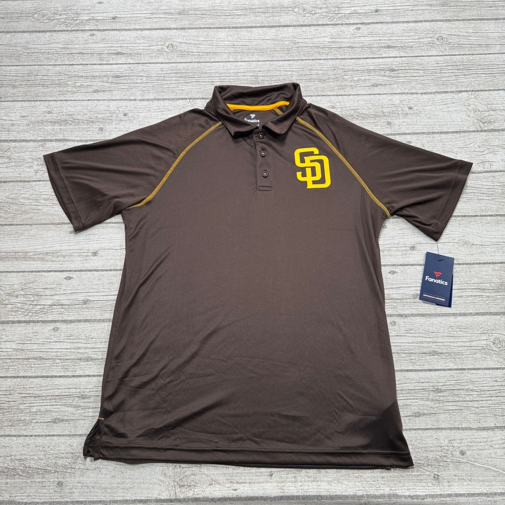 NEW Fanatics Polo Shirt Men's L Brown San Diego Padres MLB Baseball Sportswear